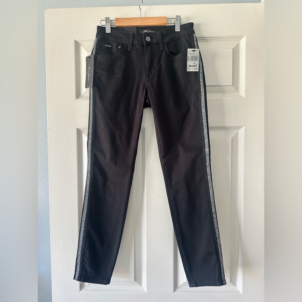 Mavi Adriana Black Jeans with Silver Stripes